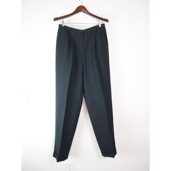 Vintage Ann Taylor Size 12 Linen Blend High Waist Dress Pants Black - Picture 1 of 7